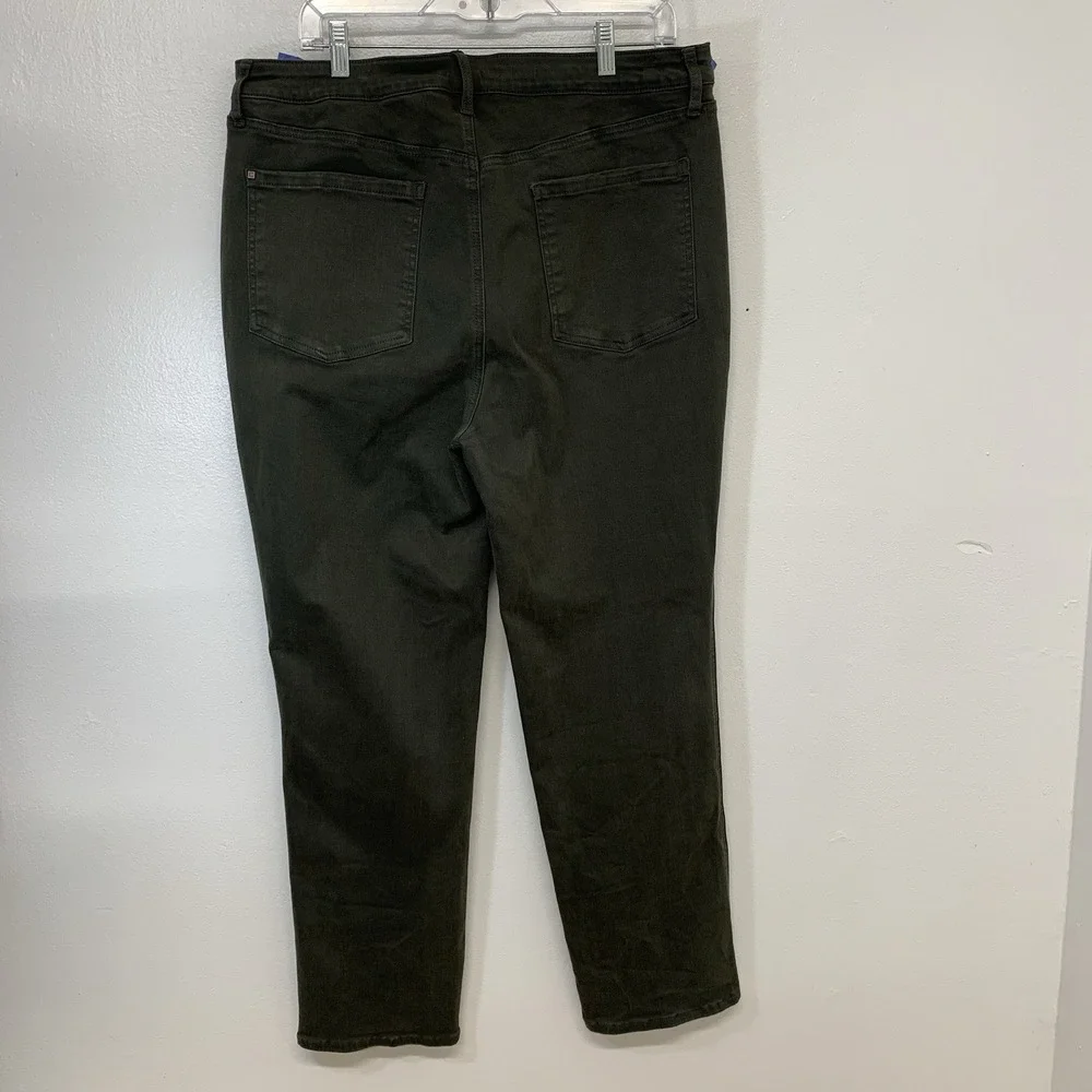 Chicos 3 Define me Denim Slim‎ Leg Jeans 16R Olive  Green Stretch Pockets Casual